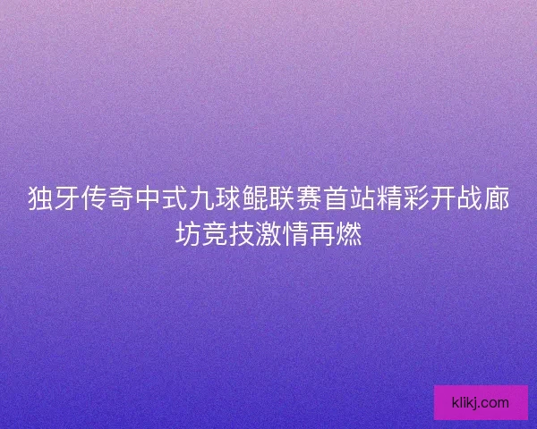 独牙传奇中式九球鲲联赛首站精彩开战廊坊竞技激情再燃